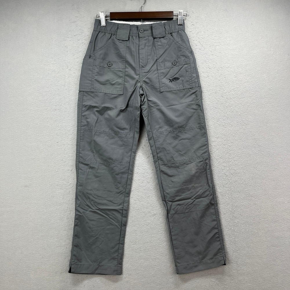 AFTCO Fishing Pants Boys 26 Gray Nylon Quick Dry Cargo Utility Gorpcore Outdoor